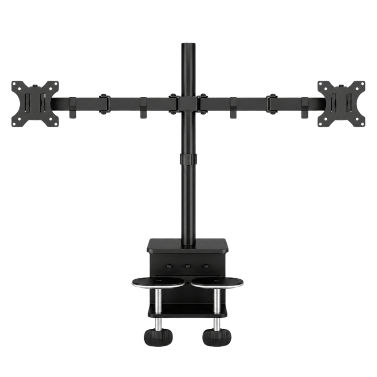 Dual monitor stand with 440 mm pole and dual C-clamp