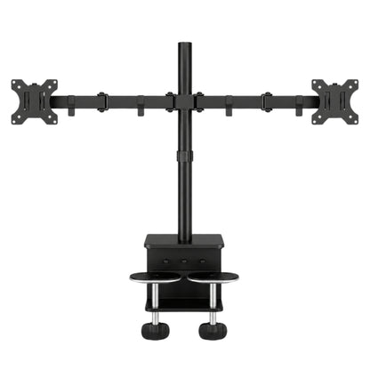 Dual monitor stand with 440 mm pole and dual C-clamp