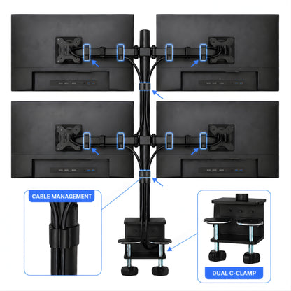 Rear view showing cable management clips and dual C-clamp