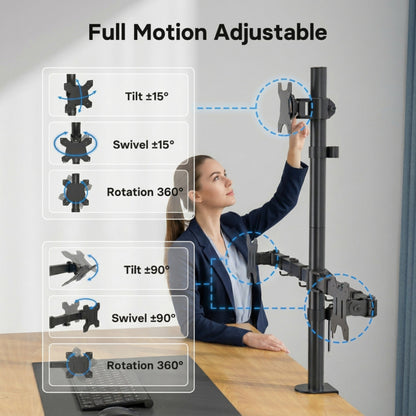 Full motion tilt, swivel and 360 degree rotation