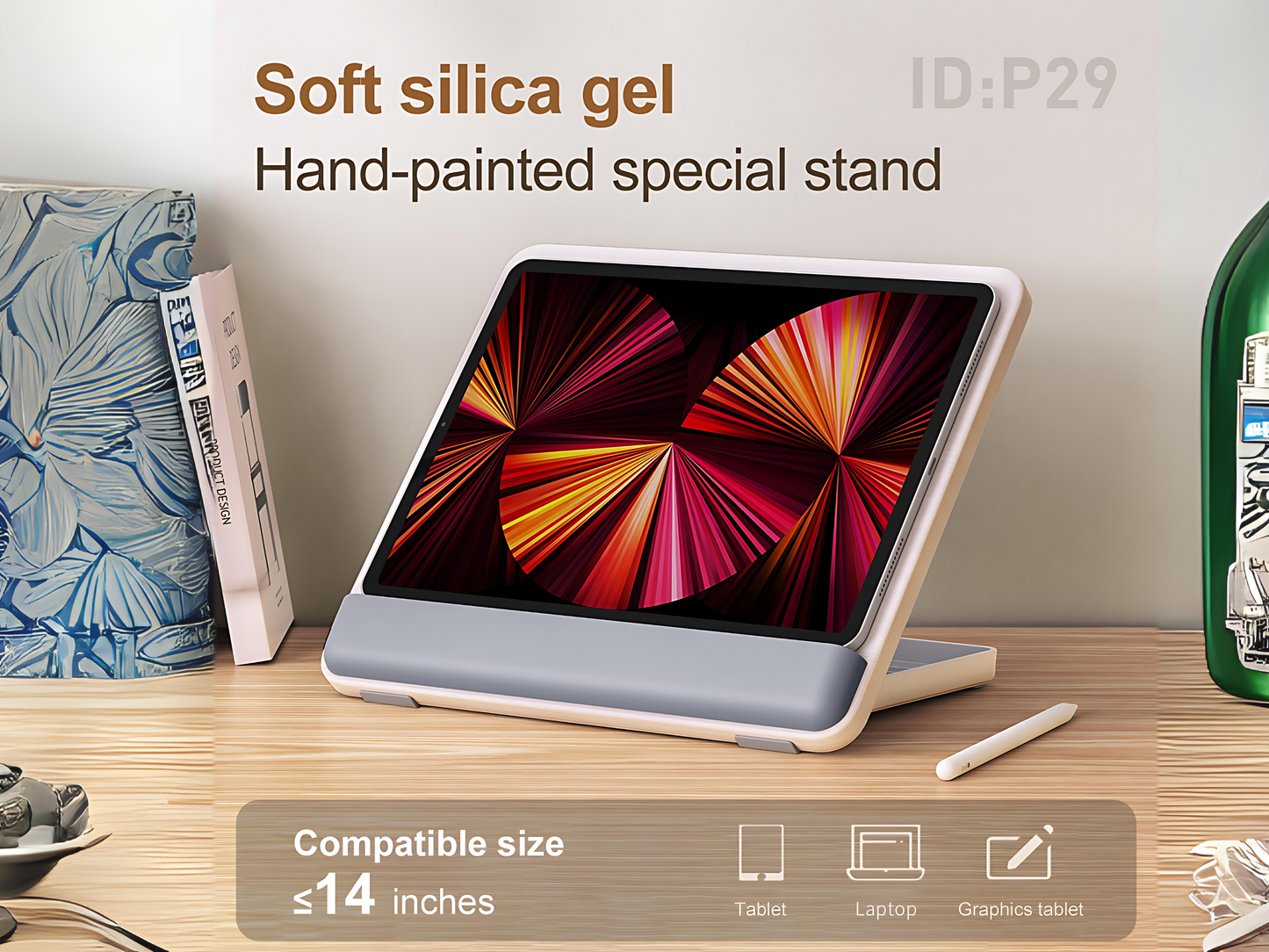 SUNCHHAYA Ipad Stand-Adjustable Reading, Writing & Drawing Stand with Soft Wrist Pad, 4 Pieces Of Silica pads Included (P29)