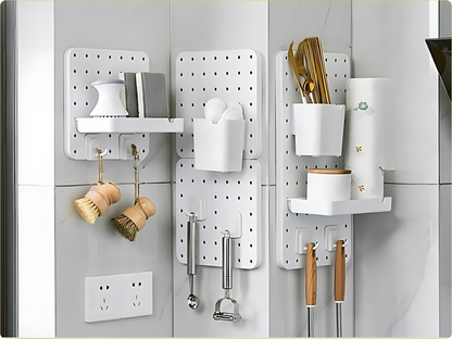 SUNCHHAYA Peg Board, Pegboard for Wall Organizer (White, Size :- 63x42 CM)