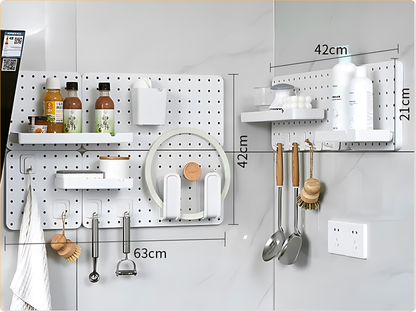 SUNCHHAYA Peg Board, Pegboard for Wall Organizer (White, Size :- 63x42 CM)