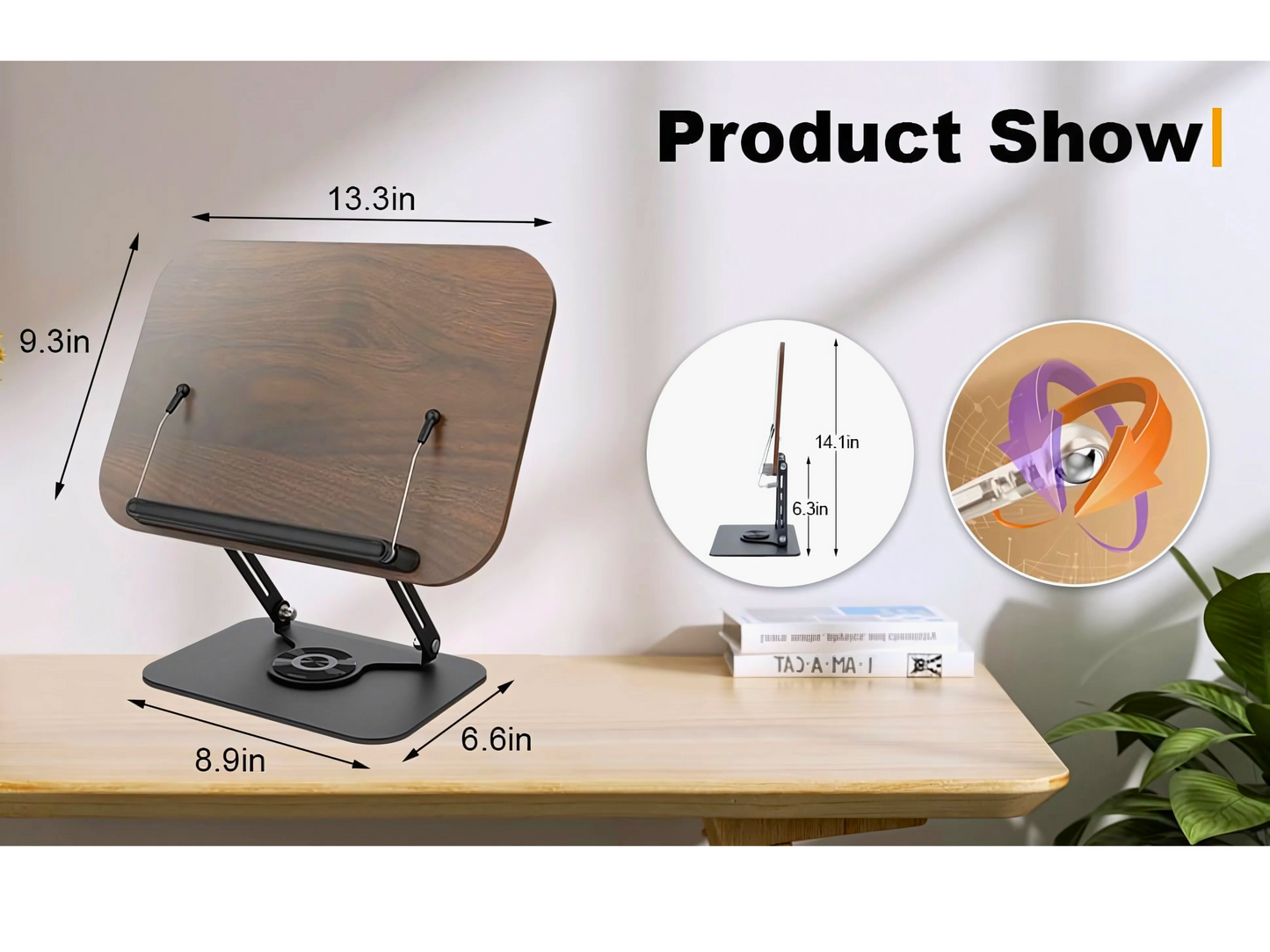SUNCHHAYA New Book Reading Stand With Adjustable Height-Angle (R51_Brown)