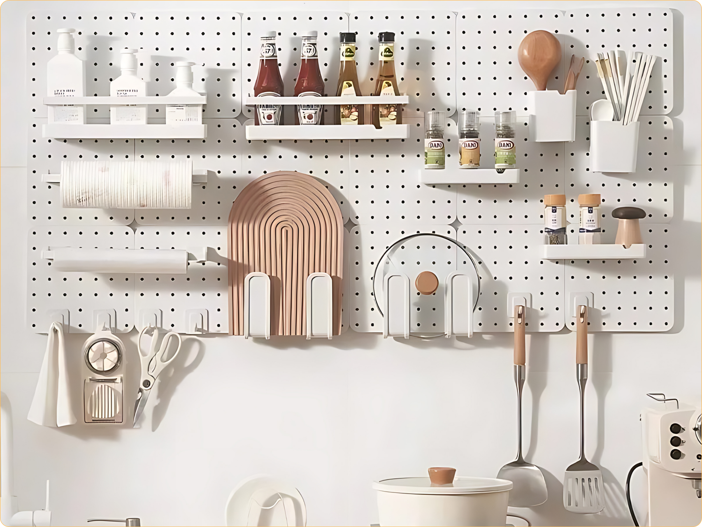 SUNCHHAYA Peg Board, Pegboard for Wall Organizer (White, Size :- 63x42 CM)