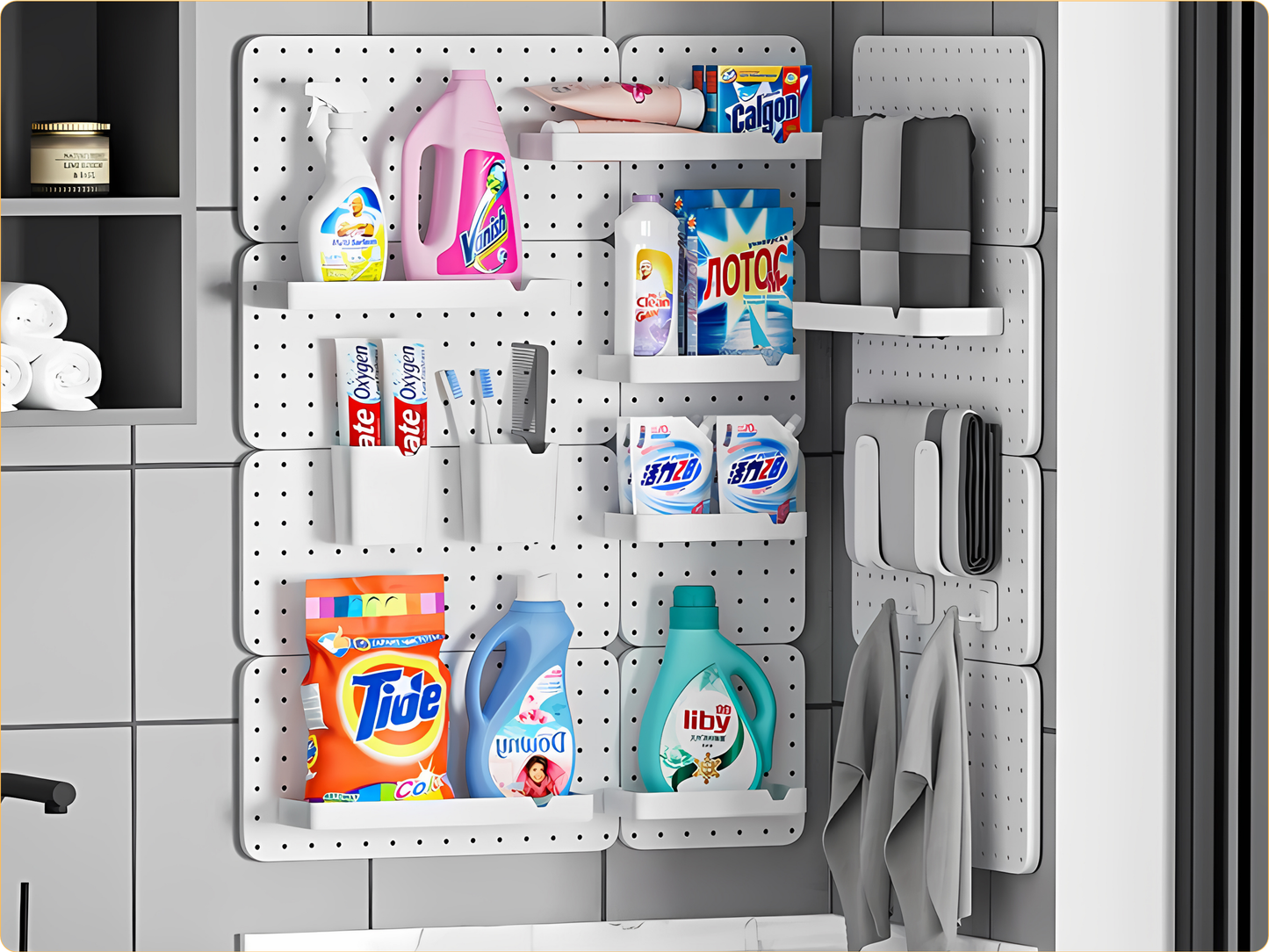 SUNCHHAYA Peg Board, Pegboard for Wall Organizer (White, Size :- 63x42 CM)