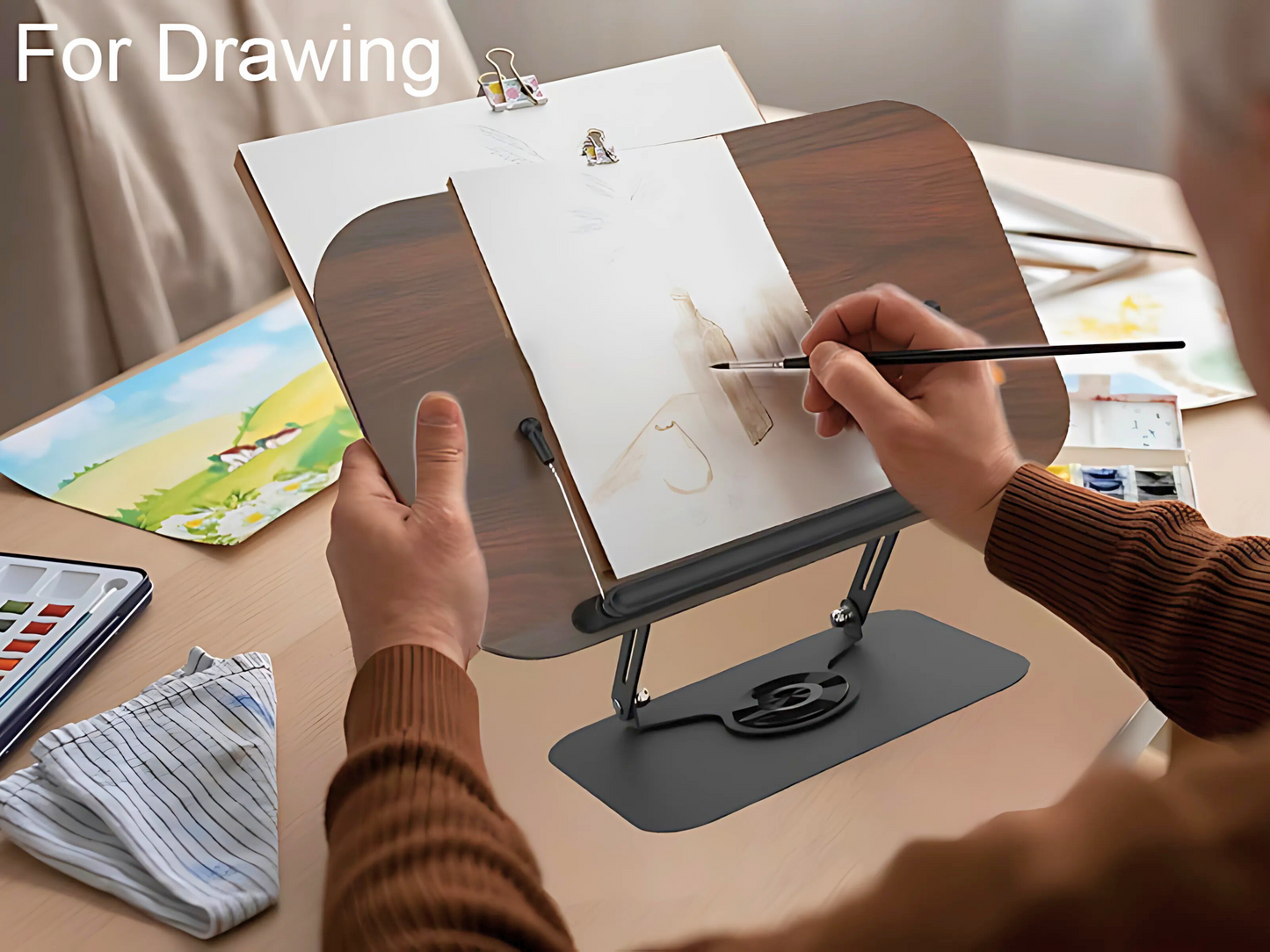 SUNCHHAYA New Book Reading Stand With Adjustable Height-Angle (R51_Brown)