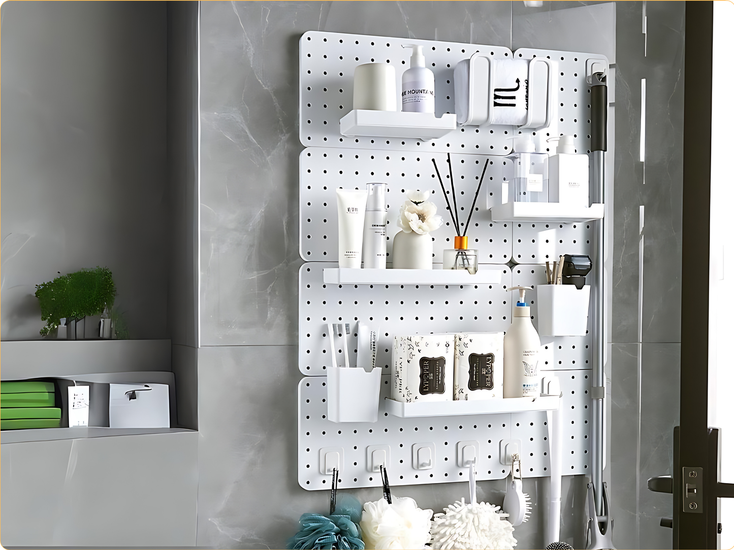 SUNCHHAYA Peg Board, Pegboard for Wall Organizer (White, Size :- 63x42 CM)