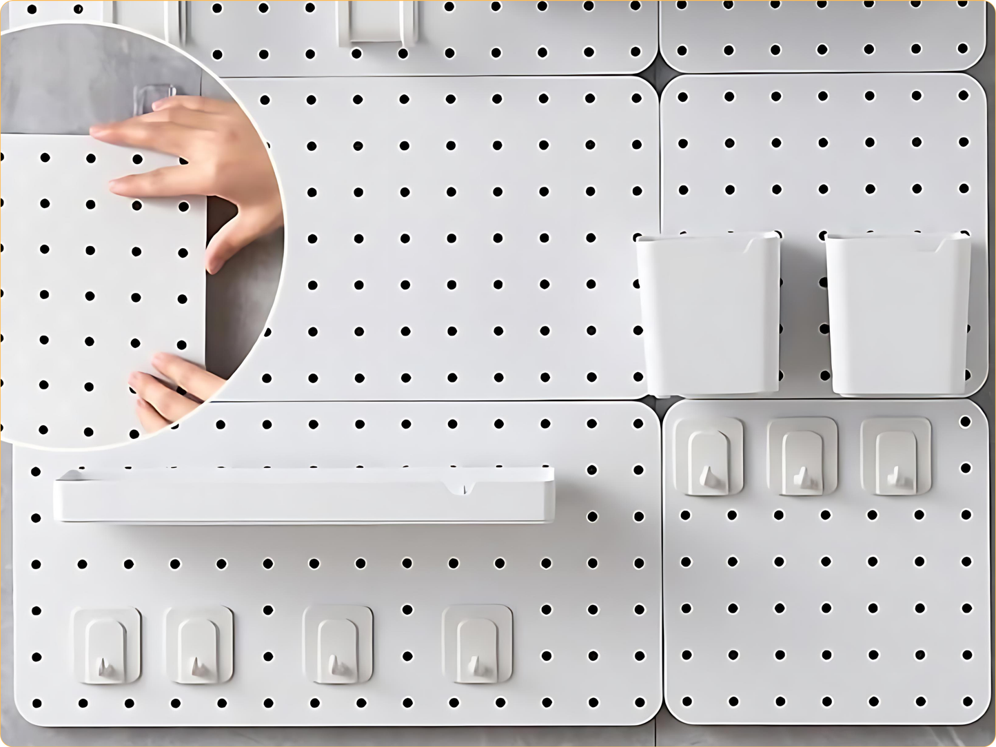 SUNCHHAYA Peg Board, Pegboard for Wall Organizer (White, Size :- 63x42 CM)