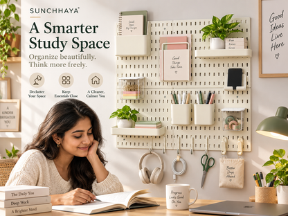 SUNCHHAYA Peg Board, Pegboard for Wall Organizer (White, 56x56 CM)