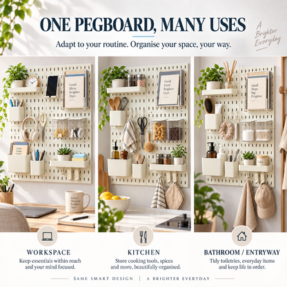 SUNCHHAYA Peg Board, Pegboard for Wall Organizer (White, 56x56 CM)