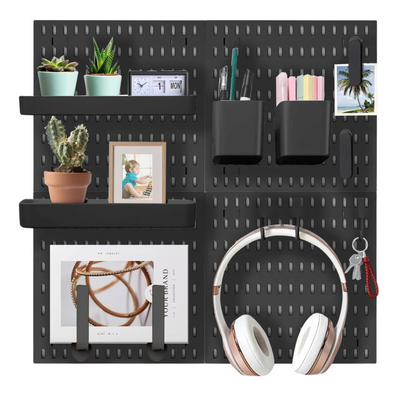 SUNCHHAYA Peg Board, Pegboard for Wall Organizer (Black, 56x56 CM)