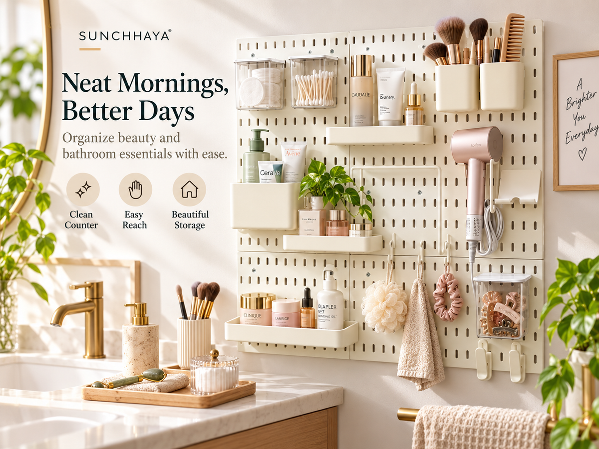 SUNCHHAYA Peg Board, Pegboard for Wall Organizer (White, 56x56 CM)