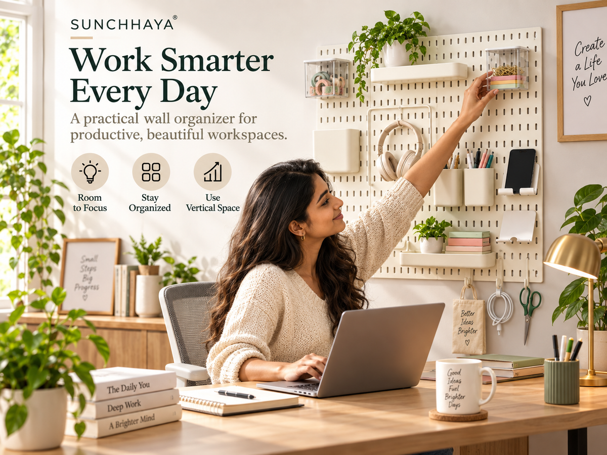 SUNCHHAYA Peg Board, Pegboard for Wall Organizer (White, 56x56 CM)