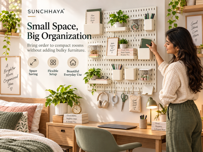 SUNCHHAYA Peg Board, Pegboard for Wall Organizer (White, 56x56 CM)