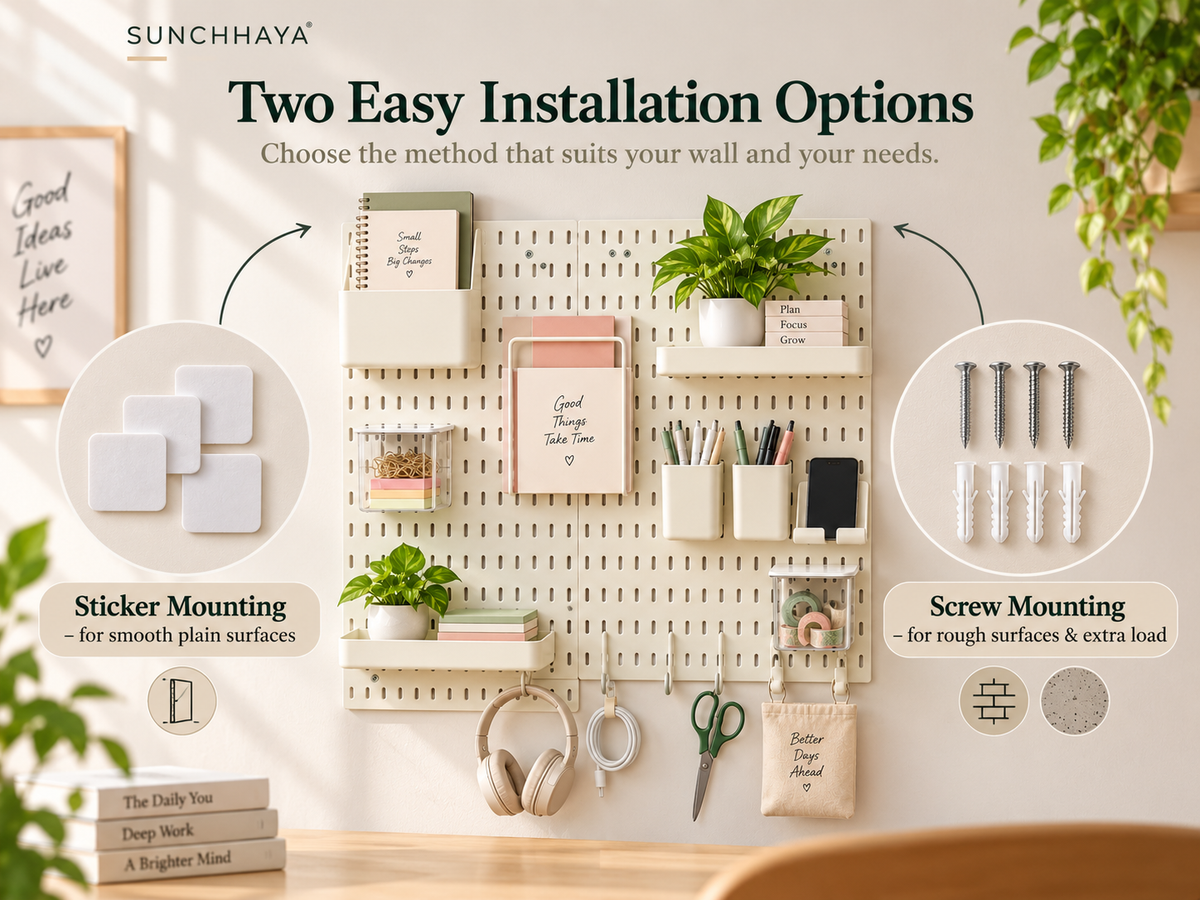 SUNCHHAYA Peg Board, Pegboard for Wall Organizer (White, 56x56 CM)