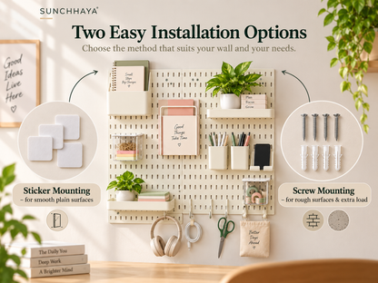 SUNCHHAYA Peg Board, Pegboard for Wall Organizer (White, 56x56 CM)