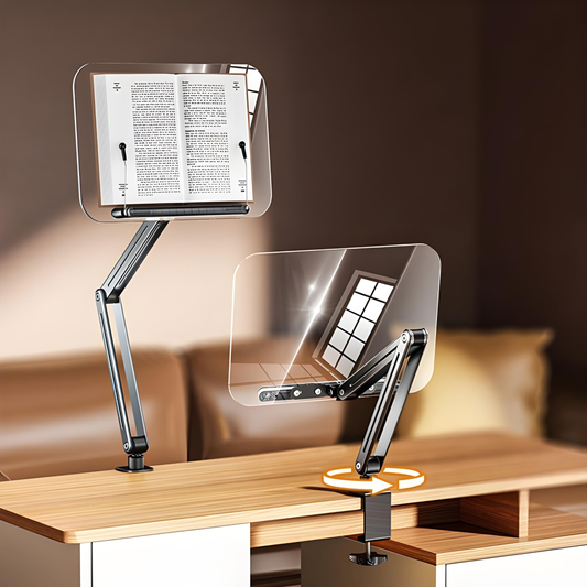 SUNCHHAYA Transparent Acrylic 360° Rotating Reading Stand Adjustable Height Book Holder