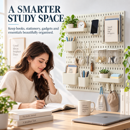 SUNCHHAYA Peg Board, Pegboard for Wall Organizer (White, 56x56 CM)