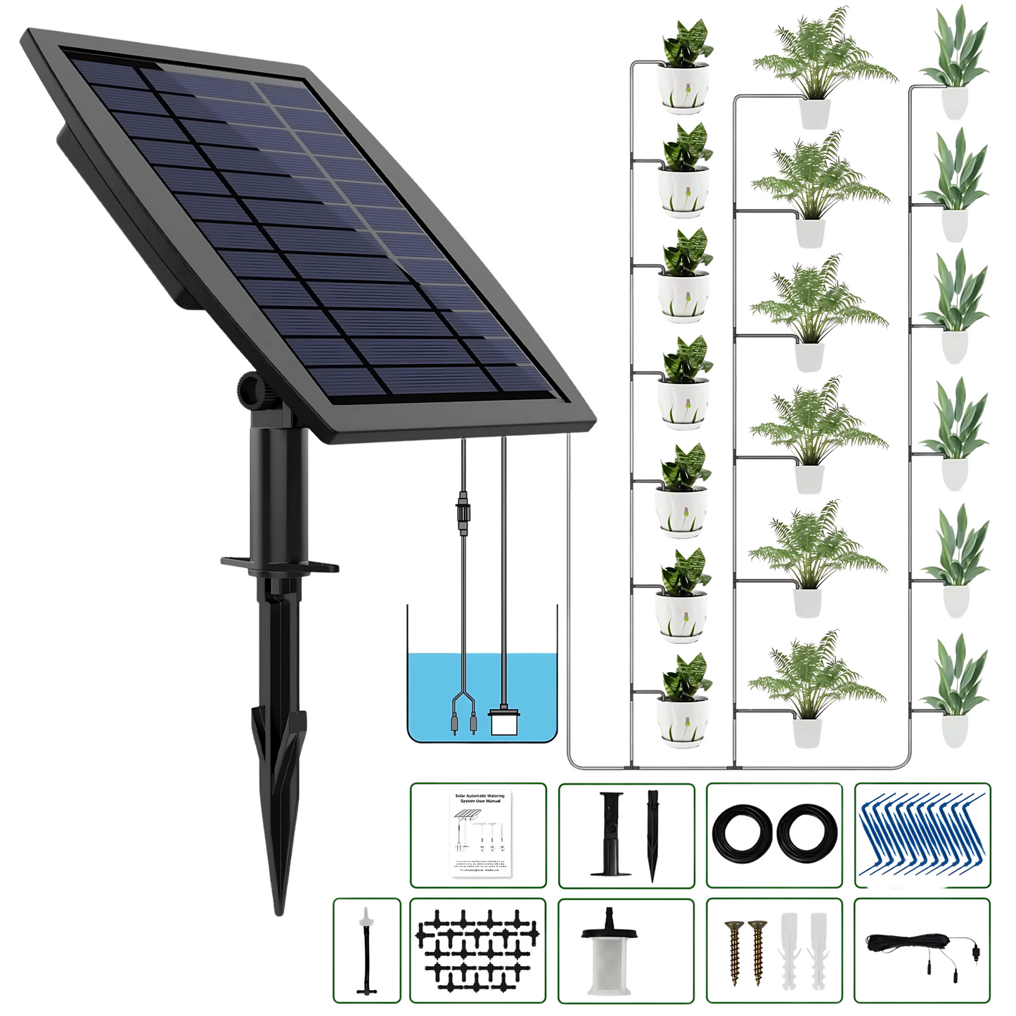 SUNCHHAYA Solar Powered Irrigation System Kit, 20 Plants Automatic Watering System
