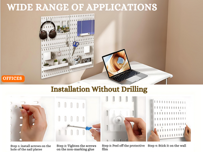 SUNCHHAYA Peg Board, Pegboard for Wall Organizer (White, 56x56 CM)