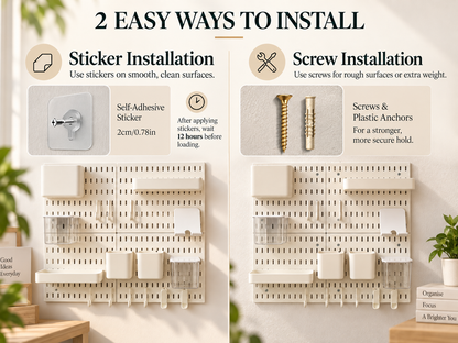 SUNCHHAYA Peg Board, Pegboard for Wall Organizer (White, 56x56 CM)
