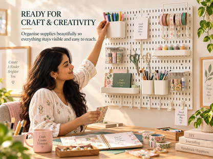 SUNCHHAYA Peg Board, Pegboard for Wall Organizer (White, 56x56 CM)