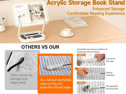 SUNCHHAYA Acrylic Book Reading Stand With Holder Adjustable Height-Angle (R22H)