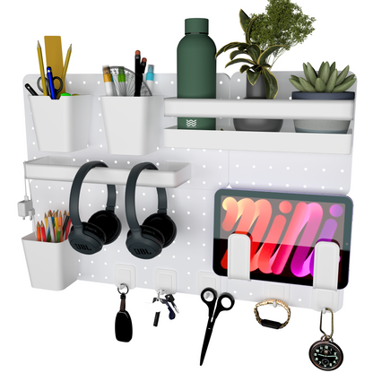 SUNCHHAYA Peg Board, Pegboard for Wall Organizer (White, Size :- 63x42 CM)