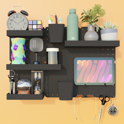 SUNCHHAYA Peg Board, Pegboard for Wall Organizer (Black, Size :- 63x42 CM)