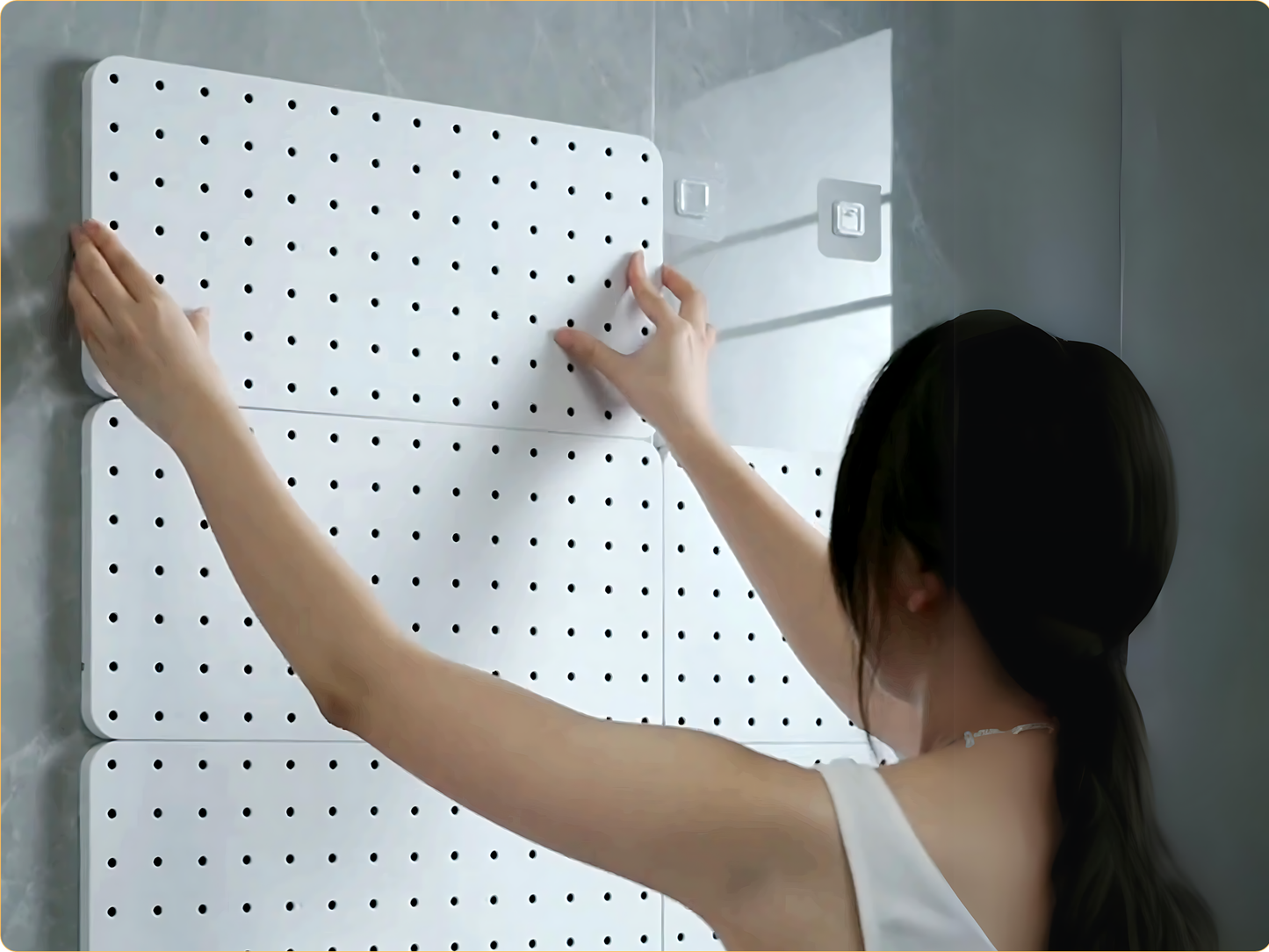 SUNCHHAYA Peg Board, Pegboard for Wall Organizer (White, Size :- 63x42 CM)