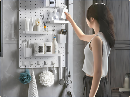 SUNCHHAYA Peg Board, Pegboard for Wall Organizer (White, Size :- 63x42 CM)