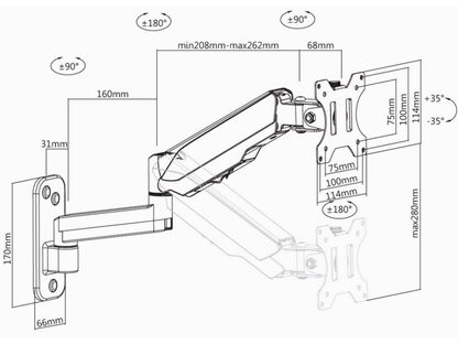 SUNCHHAYA Wall Mounted Arm for Desk, Wall Mounted Monitor Stand