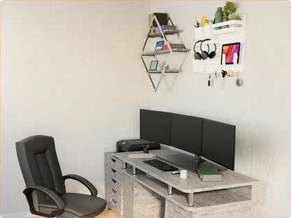 SUNCHHAYA Peg Board, Pegboard for Wall Organizer (White, Size :- 63x42 CM)