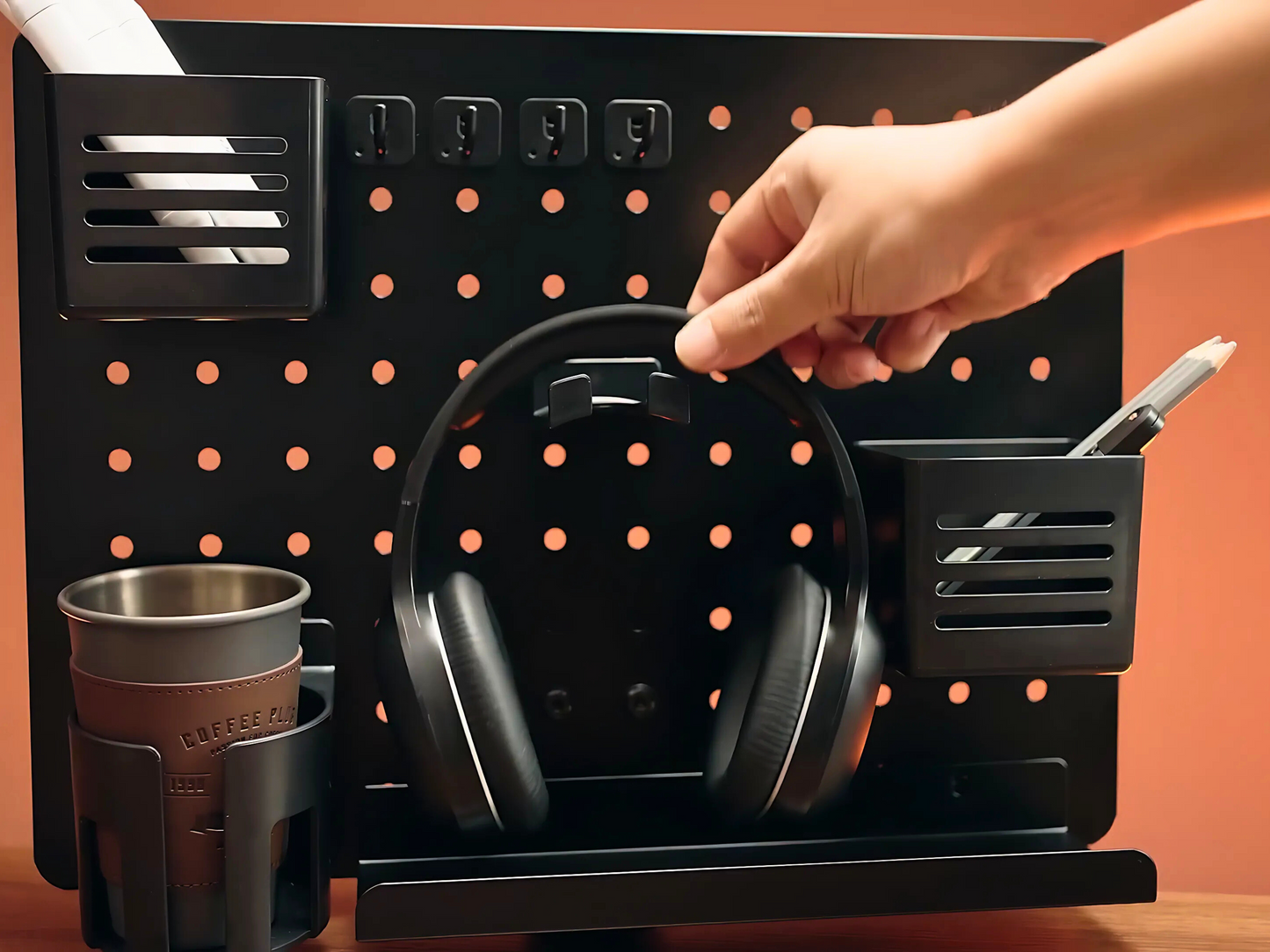 SUNCHHAYA Rotating Metal PegBoard For Table Mount (Metal, 42x40 CM)