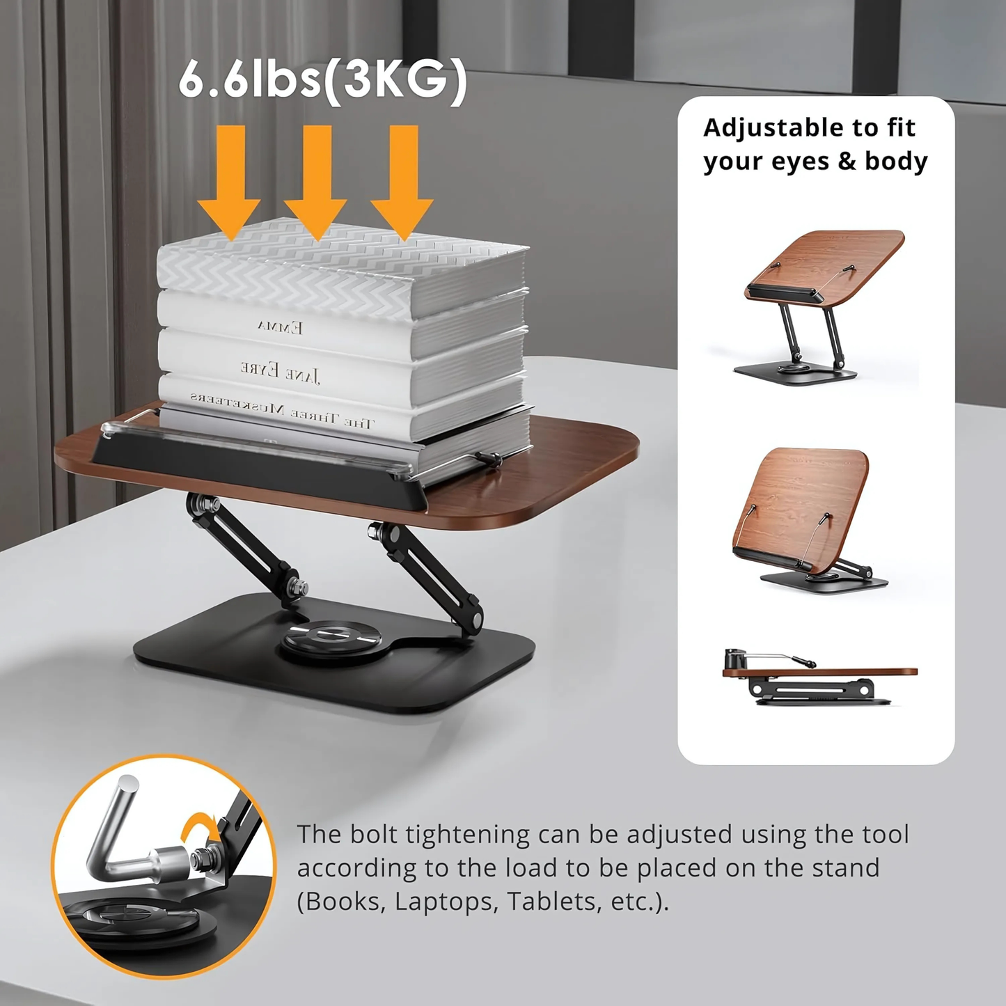SUNCHHAYA New Book Reading Stand With Adjustable Height-Angle (R51_Brown)