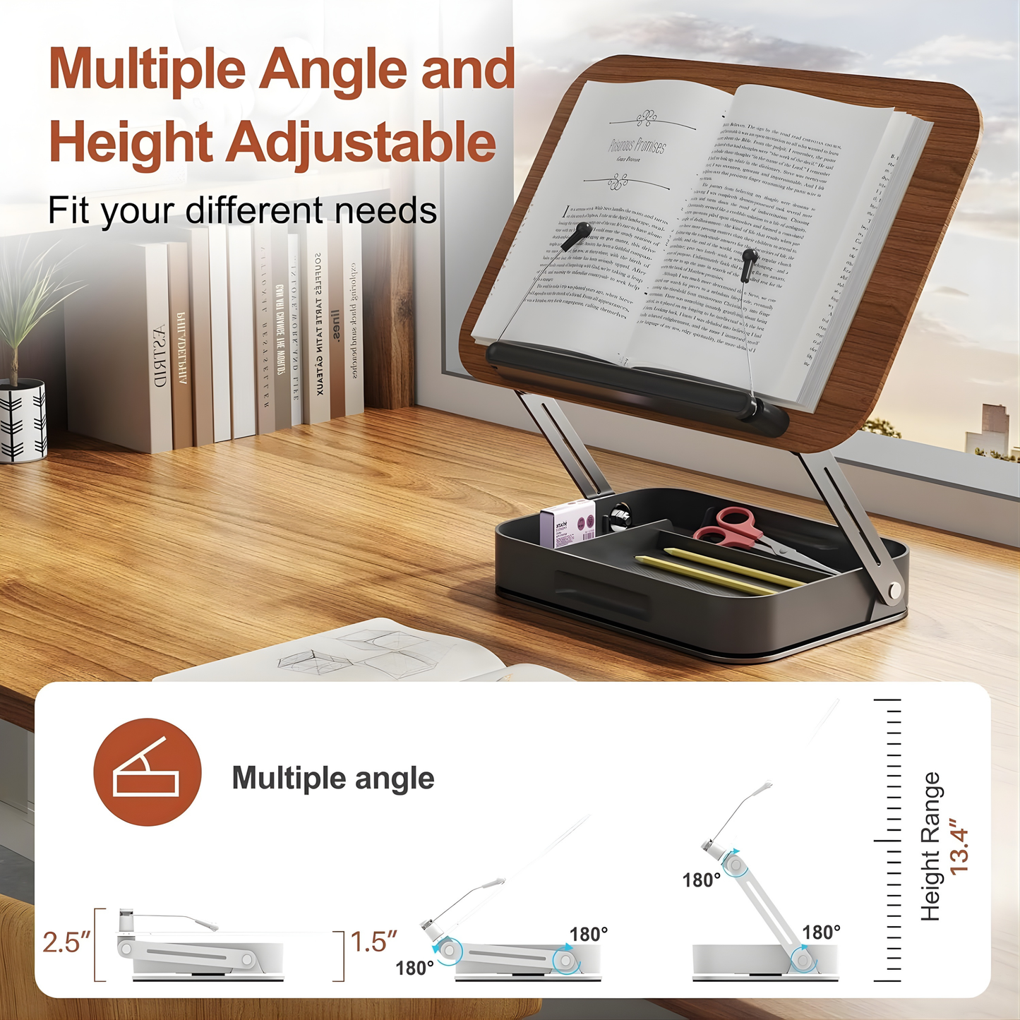 SUNCHHAYA Book Reading Stand With Holder Adjustable Height-Angle (R51H)