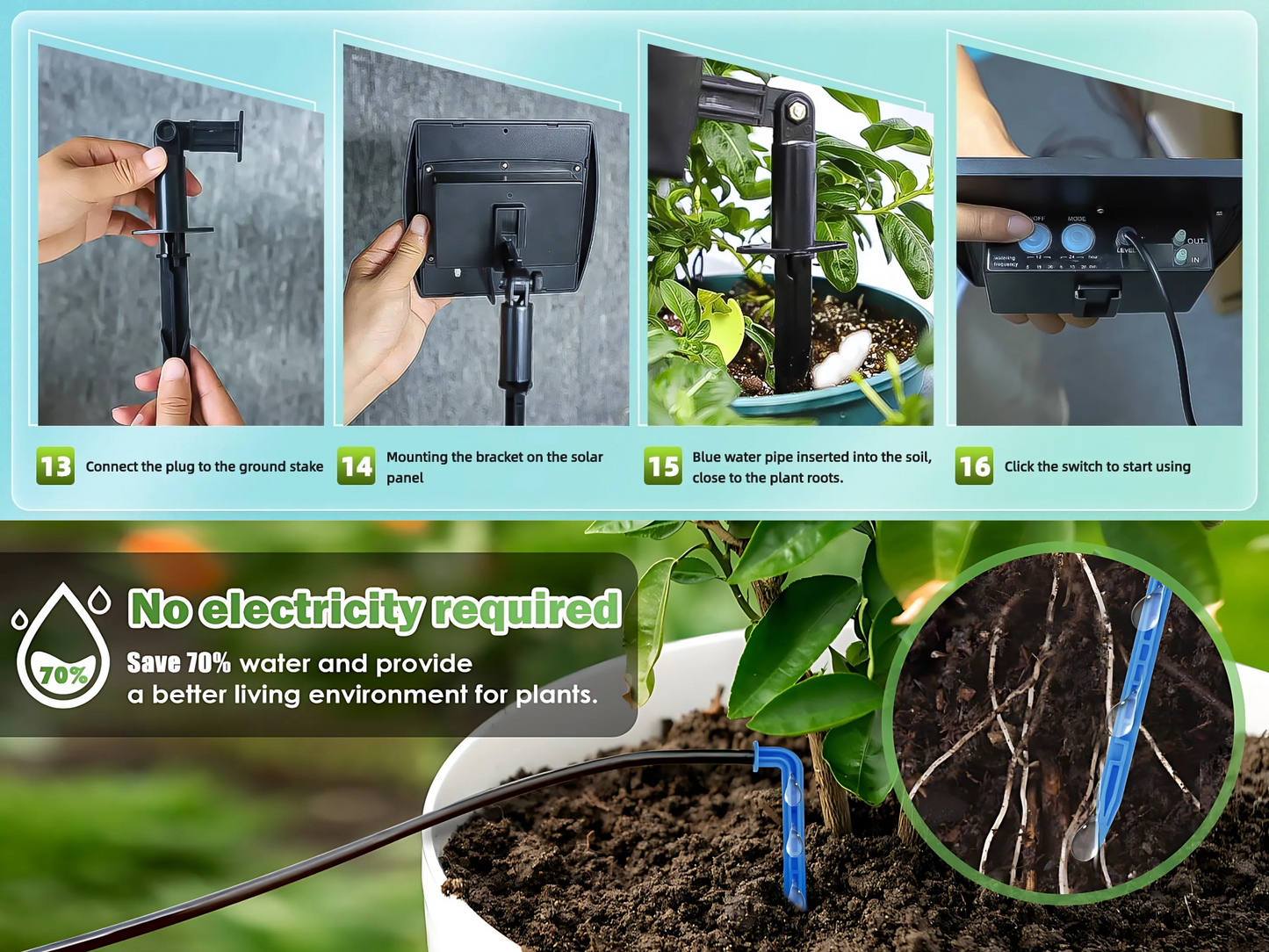 SUNCHHAYA Solar Powered Irrigation System Kit, 20 Plants Automatic Watering System