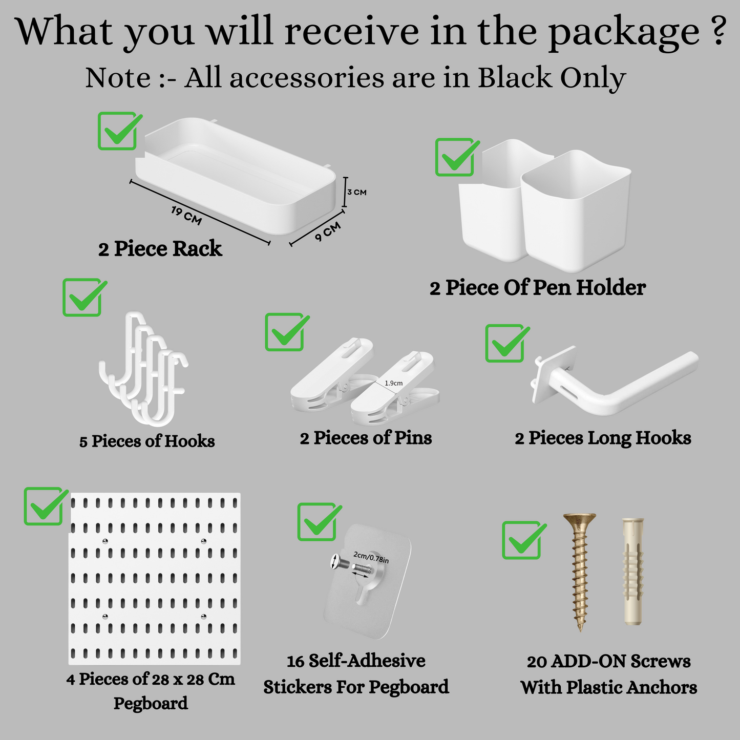 SUNCHHAYA Peg Board, Pegboard for Wall Organizer (Black, 56x56 CM)