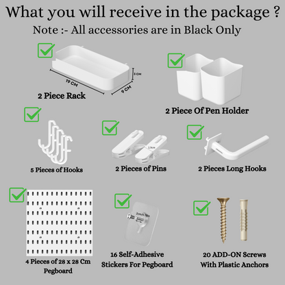 SUNCHHAYA Peg Board, Pegboard for Wall Organizer (Black, 56x56 CM)