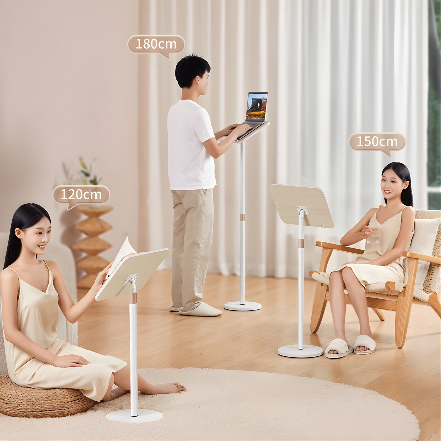 SUNCHHAYA [ YD-17 (135 CM) ] Book Stand for Reading, Music, Writing, Painting Stand Adjustable Height-Angle with Extra Height