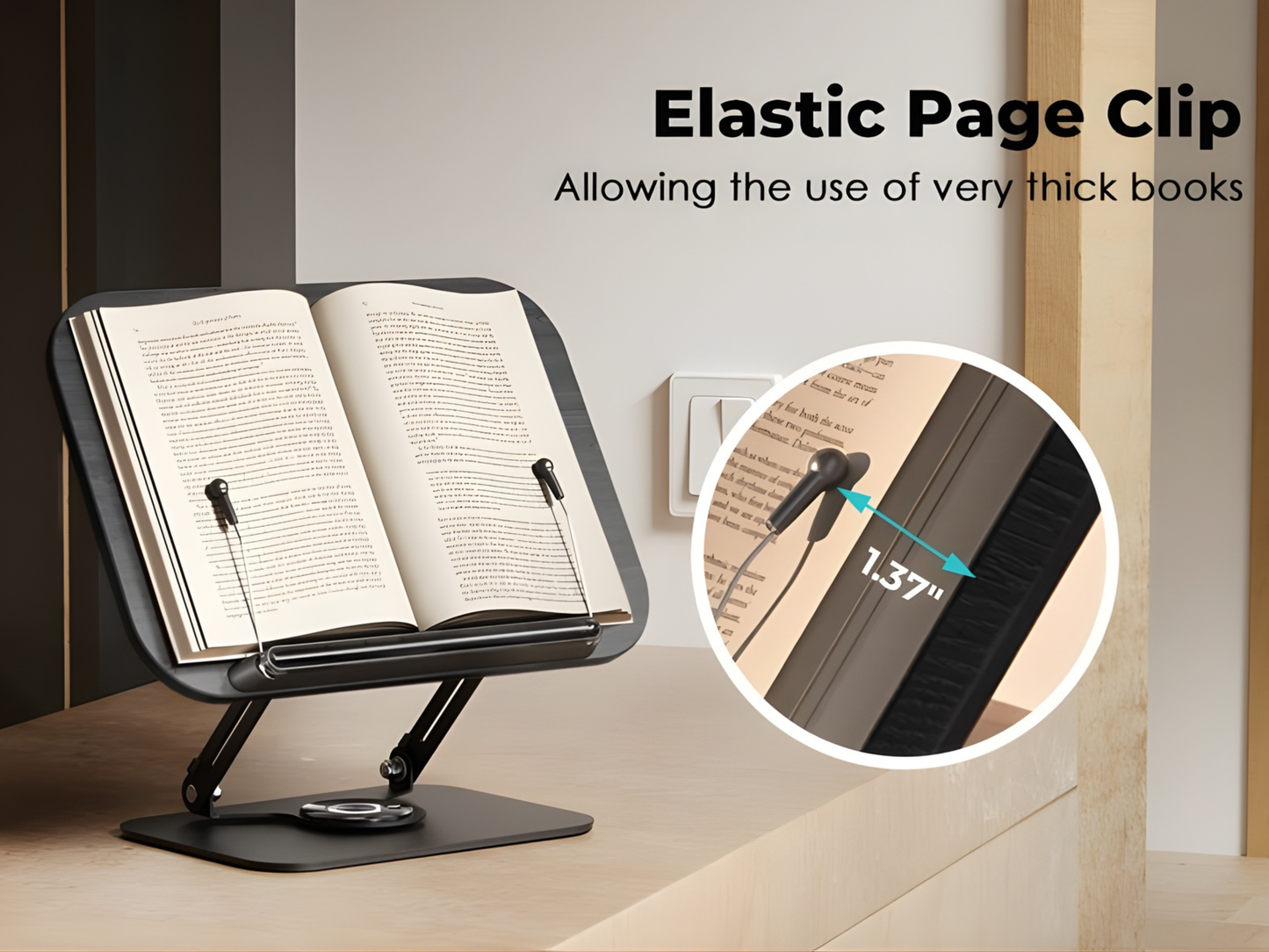 SUNCHHAYA New Book Reading Stand With Adjustable Height-Angle (R51_Black)