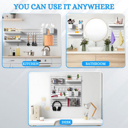 SUNCHHAYA Peg Board, Pegboard for Wall Organizer (White, 56x56 CM)