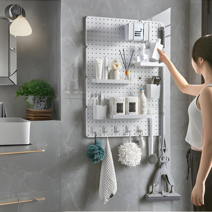 SUNCHHAYA Peg Board, Pegboard for Wall Organizer (White, Size :- 63x42 CM)