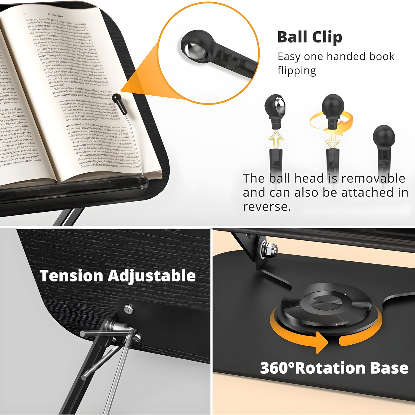 SUNCHHAYA New Book Reading Stand With Adjustable Height-Angle (R51_Black)