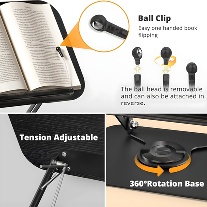 SUNCHHAYA New Book Reading Stand With Adjustable Height-Angle (R51_Black)