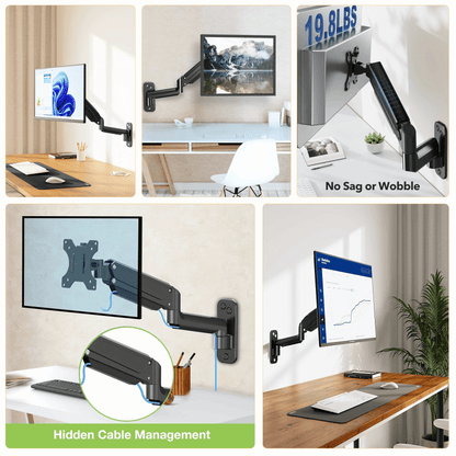 SUNCHHAYA Wall Mounted Arm for Desk, Wall Mounted Monitor Stand