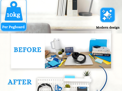 SUNCHHAYA Peg Board, Pegboard for Wall Organizer (White, 56x56 CM)