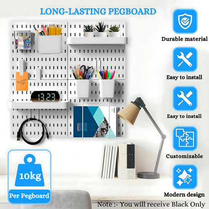 SUNCHHAYA Peg Board, Pegboard for Wall Organizer (Black, 56x56 CM)