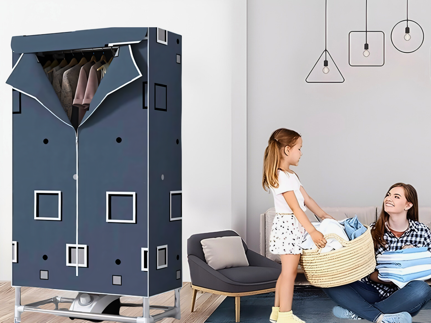 SUNCHHAYA Electric Clothes Dryer Rack – Auto-Off, Stainless Steel Frame, Waterproof Cover